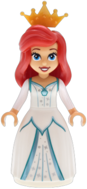 LEGO Ariel - Human, Medium Tan, White Dress, Pearl Gold Tiara set