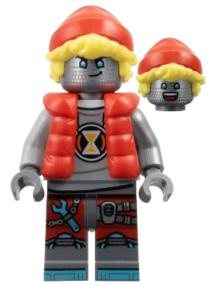 LEGO Cooper - Robot with Red Cap and Puffer Vest, Clip on Back minifigure