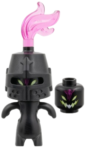 LEGO Grimspawn - Black Helmet Castle Closed, Trans-Dark Pink Plume, Forehead Tattoo set