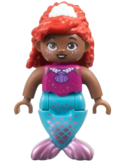 LEGO Duplo Figure, Disney Princess, Ariel, Medium Azure and Metallic Pink Tail (Mermaid) (6490064) minifigure