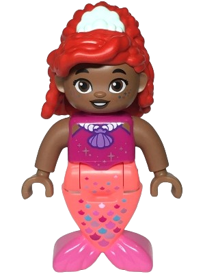 LEGO Duplo Figure, Disney Princess, Ariel, Coral and Dark Pink Tail (Mermaid) (6483562) minifigure