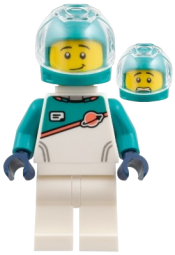LEGO Astronaut - White Spacesuit with Dark Turquoise Panel and Sleeves, Dark Turquoise Helmet set