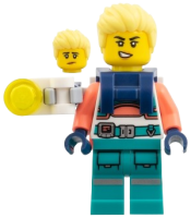 LEGO Astronaut - Female, Spacesuit with Dark Turquoise Legs, Coral Arms, Backpack with Light on Armature set