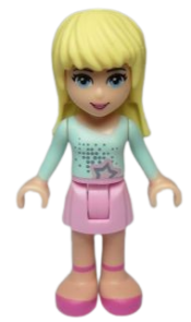 LEGO Friends Stephanie, Bright Pink Skirt, Light Aqua Long Sleeve Top minifigure