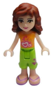 LEGO Friends Olivia, Lime Cropped Trousers, Orange Top minifigure