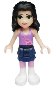 LEGO Friends Emma, Dark Blue Layered Skirt, Medium Violet Top, White Boots minifigure