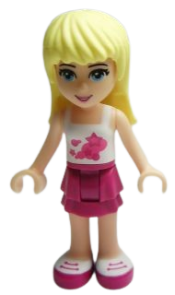 LEGO Friends Stephanie, Magenta Layered Skirt, White Top minifigure