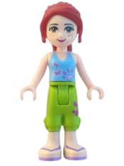 LEGO Friends Mia, Lime Cropped Trousers, Medium Blue Top with 2 Butterflies minifigure