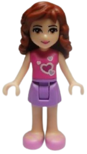 LEGO Friends Olivia, Medium Lavender Skirt, Dark Pink Top minifigure