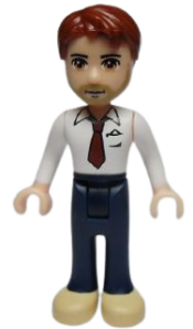 LEGO Friends Peter, Dark Blue Trousers, White Shirt and Red Tie, Dark Tan Shoes minifigure