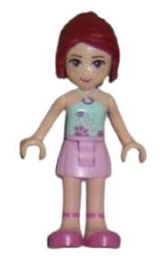 LEGO Friends Mia, Bright Pink Skirt, Light Aqua Halter Neck Top minifigure