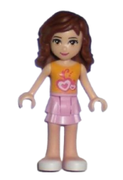 LEGO Friends Olivia, Bright Pink Layered Skirt, Orange Top minifigure