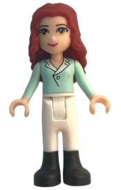 LEGO Friends Theresa, White Riding Pants, Light Aqua Long Sleeve Top with Collar minifigure