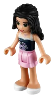 LEGO Friends Emma, Bright Pink Layered Skirt, Dark Blue Top minifigure