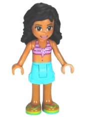 LEGO Friends Kate, Medium Azure Shorts, Striped Bikini Top minifigure