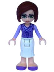 LEGO Friends Ms. Stevens, White Long Skirt, Medium Lavender Vest minifigure