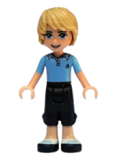 LEGO Friends Andrew, Dark Blue Cropped Trousers, Bright Light Blue Polo Shirt minifigure