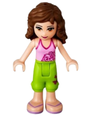 LEGO Friends Olivia, Lime Cropped Trousers, Bright Pink Top minifigure