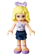 LEGO Friends Danielle, Dark Blue Layered Skirt, Lavender Top, Bow minifigure