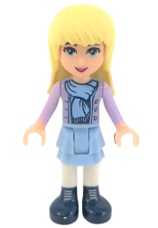 LEGO Friends Stephanie - Bright Light Blue Layered Skirt, Medium Lavender Jacket, Scarf minifigure