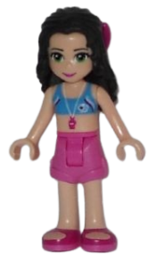 LEGO Friends Emma, Dark Pink Shorts, Bikini Top With Whistle, Bow minifigure