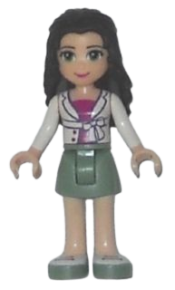 LEGO Friends Emma, Sand Green Skirt, White Jacket with Bow over Magenta Top minifigure