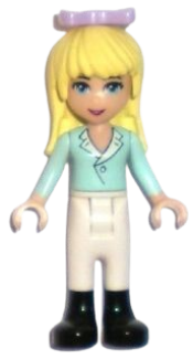 LEGO Friends Stephanie, White Riding Pants, Light Aqua Long Sleeve Top with Collar, Bow minifigure