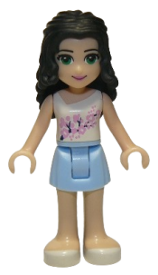 LEGO Friends Emma, Bright Light Blue Skirt, White Top with Pink Flowers minifigure