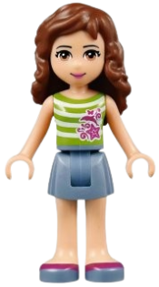 LEGO Friends Olivia, Sand Blue Skirt, Green Top with White Stripes minifigure