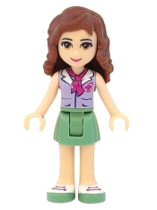 LEGO Friends Olivia, Sand Green Skirt, Lavender Top with Red Cross Logo and Scarf minifigure