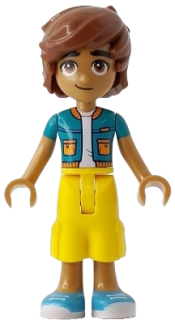 LEGO Friends Leo - Dark Turquoise Jacket, Yellow Cropped Trousers, Medium Azure Shoes set