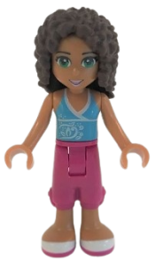 LEGO Friends Andrea, Magenta Cropped Trousers, Medium Azure Top with White Trim minifigure