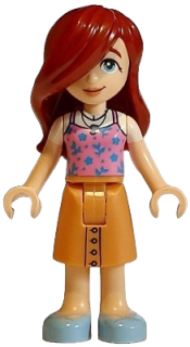 LEGO Friends Paisley - Bright Pink Tank Top, Nougat Skirt Mid-Length, Bright Light Blue Shoes set