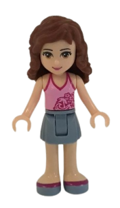 LEGO Friends Olivia, Sand Blue Skirt, Bright Pink Top with Magenta Trim minifigure