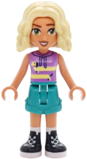 LEGO Friends Nova - Medium Lavender Sleeveless Hoodie with Dachshund, Dark Turquoise Shorts, Black Boots set