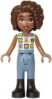 LEGO Friends Aliya - White Crochet Top, Sand Blue Trousers with Black Boots set
