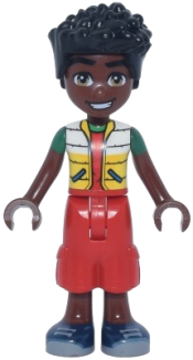 LEGO Friends Zac - White and Yellow Jacket, Red Cropped Trousers, Dark Blue Shoes set