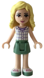 LEGO Friends Naya, Sand Green Skirt, White Plaid Button Shirt minifigure