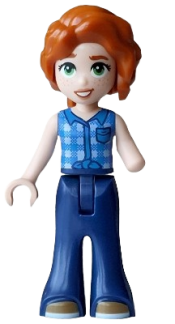 LEGO Friends Autumn - Blue Tied Flannel Vest, Dark Blue Trousers Bell-Bottoms, Dark Tan Shoes set