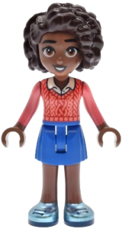 LEGO Friends Aliya - Coral Sweater Vest, Blue Skirt, Metallic Light Blue Shoes set