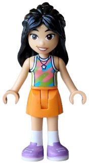 LEGO Friends Liann - Lime, Coral and Medium Azure Tank Top, Orange Skirt, Medium Lavender Shoes set