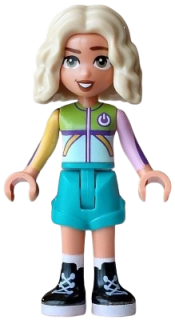 LEGO Friends Nova - Light Aqua and Lime Sweater, Dark Turquoise Shorts, Black Boots set
