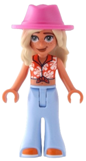 LEGO Friends Sage - Reddish Orange Cropped Shirt, Trousers Bell-Bottoms, Orange Shoes, Dark Pink Cowboy Hat set