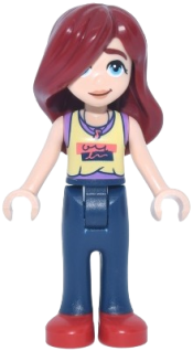 LEGO Friends Paisley - Bright Light Yellow and Medium Lavender Tank Top, Dark Blue Trousers with Red Shoes set