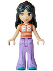 LEGO Friends Liann - Reddish Orange and White Top, Medium Lavender Trousers Bell-Bottoms, Dark Turquoise Shoes set