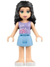 LEGO Friends Emma, Bright Light Blue Skirt, Lavender Top with Flowers minifigure