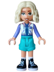LEGO Friends Nova - White Hoodie with Warm Pink Hood, Dark Turquoise Shorts, Black Boots set