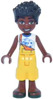 LEGO Friends Zac - Yellow Overalls with Cropped Trousers, Dark Green Sandals set