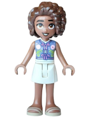 LEGO Friends Aliya - Sand Blue Vest, White Skirt, Tan Sandals set