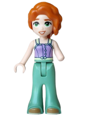LEGO Friends Autumn - Medium Lavender Tank Top, Sand Green Trousers Bell-Bottoms, Medium Nougat Shoes set
